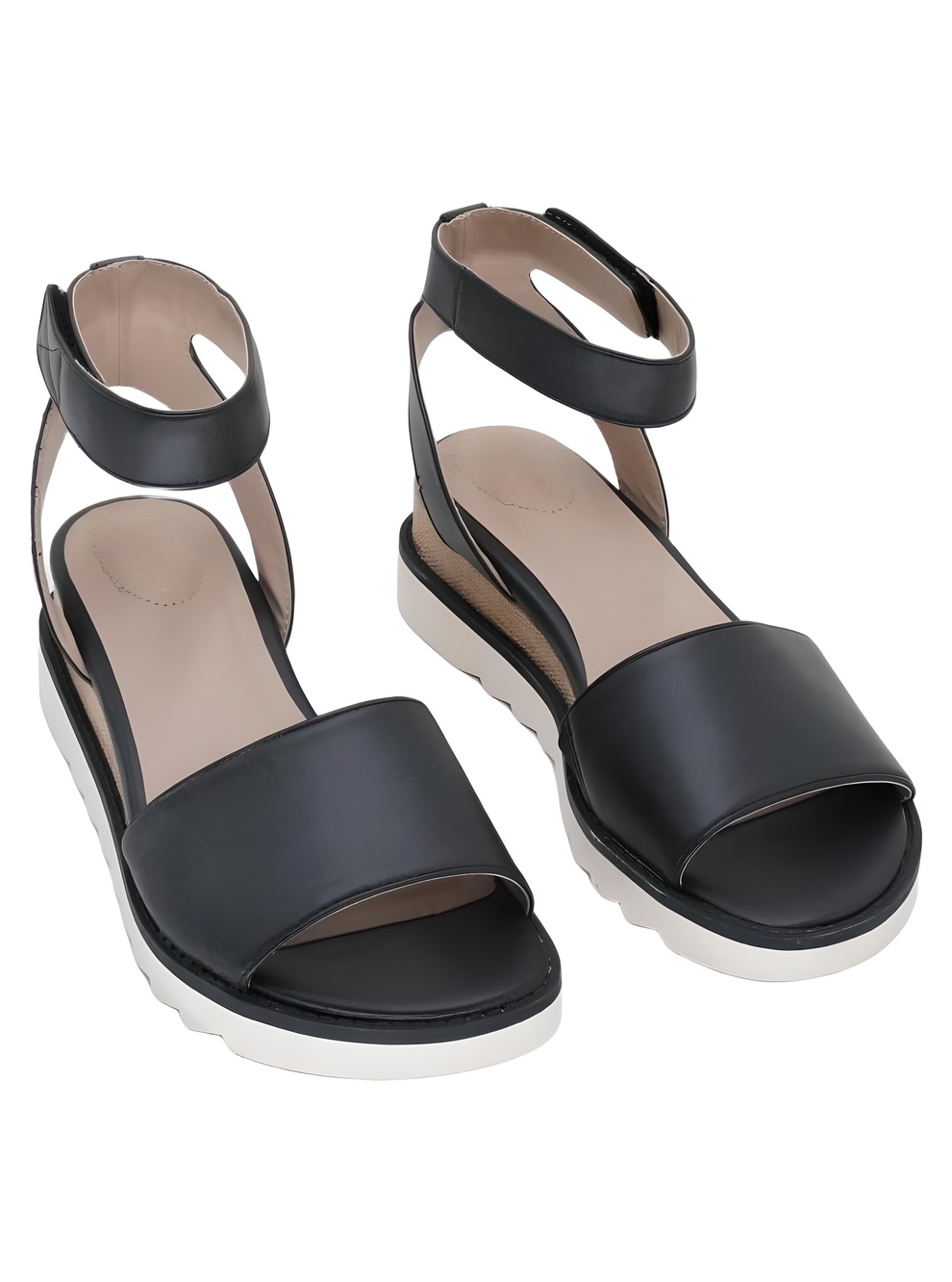Giani Bernini Constancia Womens Black Ankle Strap 2.25" Wedge Sandals Size 8M